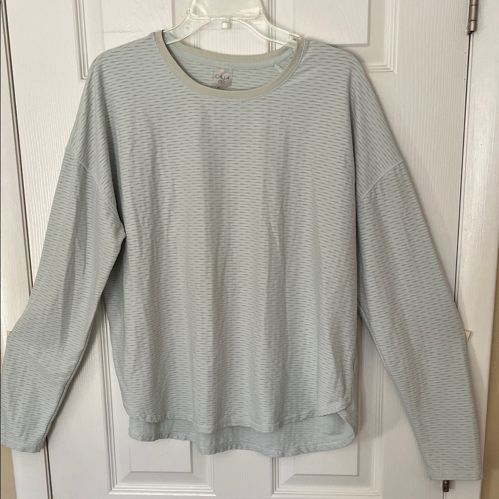 Calia long sleeve rib texture crewneck athletic pullover top mint green XL